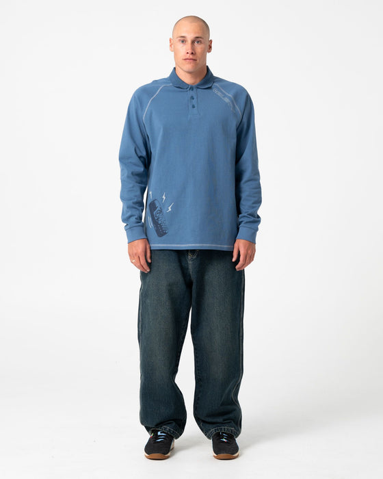 man-wearing-celly-time-long-sleeve-polo-in-china-blue