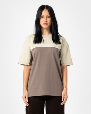 Woman wearing Polar Popped Oversize Tee in Khaki
