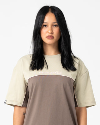 Woman wearing Polar Popped Oversize Tee in Khaki