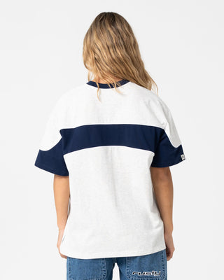 Woman wearing Kinetic Oversize Tee in Ecru Marle