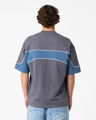 Man wearing Kinetic Short Sleeve Heavy Tee in Steel