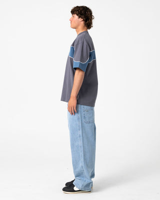 Man wearing Kinetic Short Sleeve Heavy Tee in Steel