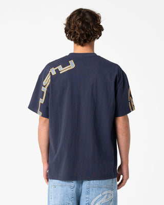 Man wearing Glaze-r Short Sleeve Tee in Dark Blue