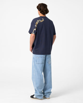 Man wearing Glaze-r Short Sleeve Tee in Dark Blue