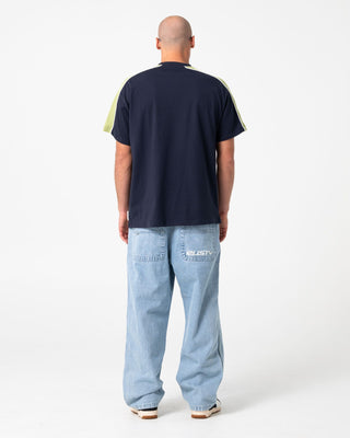 Man wearing Alonso 3.0 Short Sleeve Tee in Navy Blue