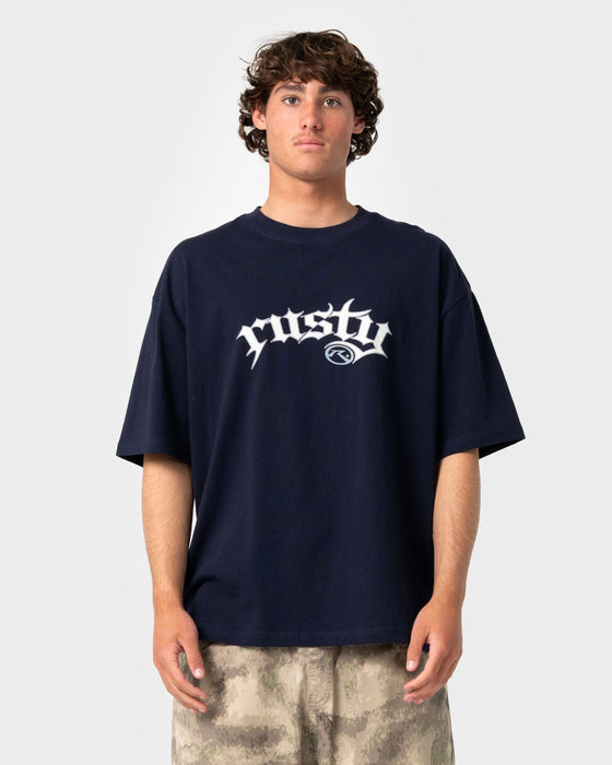 man-wearing-monty-short-sleeve-tee-in-navy-blue