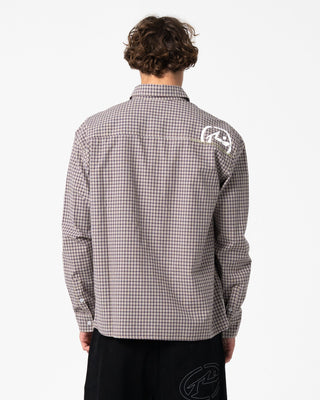 Man wearing Roadblock Long Sleeve Shirt in Pinecone