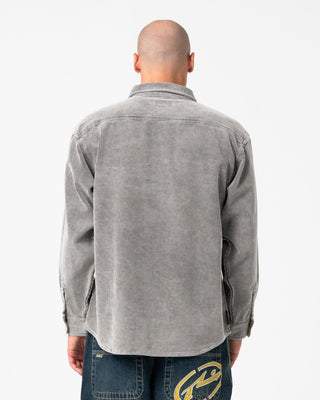 Man wearing Cobra Washed Over Shirt in Oyster Grey