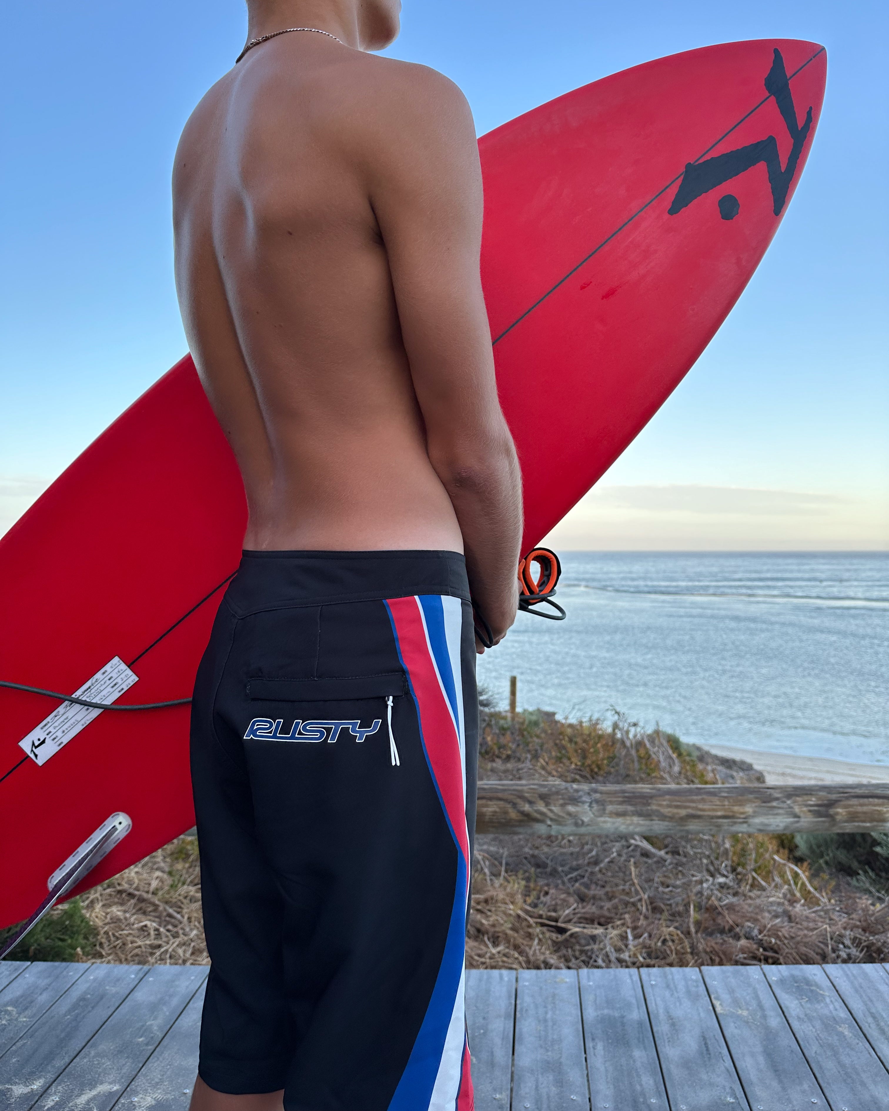 Plot Twist Boardshort Black True Red Rusty Australia