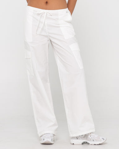 Woman wearing Milly Cargo Pant in White