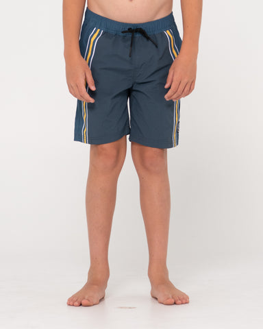 Boy wearing V8 Nylon Elastic Boardshort Boys in China Blue