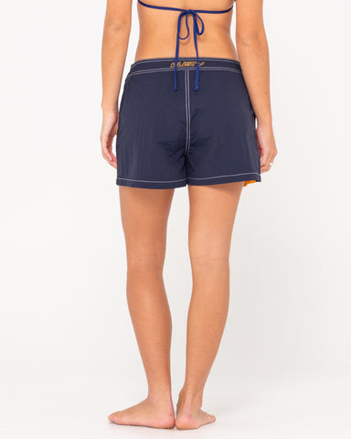 Woman wearing Pipeline Board Short in Navy Blue