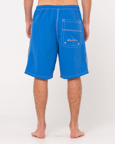 Man wearing Flip Daddy Boardshorts in Blue Regatta