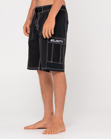 Man wearing Pick Pocket Boardshort in Black