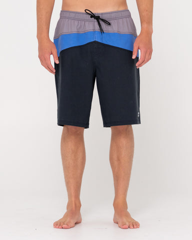 Man wearing Chop Suey Elastic Boardshort in Navy Blue