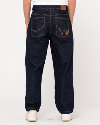 Man wearing Lucifer Loose Lucky - Raw Dawg Blue in Raw Dawg Blue