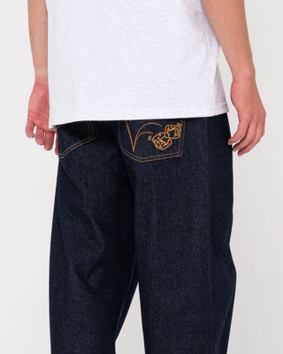 Man wearing Lucifer Loose Lucky - Raw Dawg Blue in Raw Dawg Blue