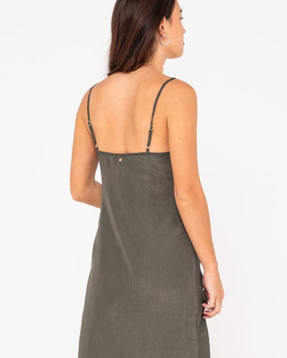 Woman wearing Porter Midi Dress in Sage Leaf