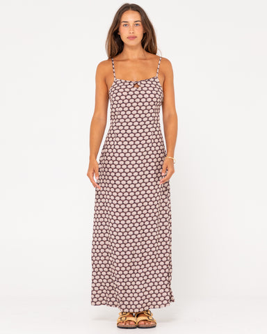 Woman wearing Sorrento Maxi Dress in Tuscan Brown