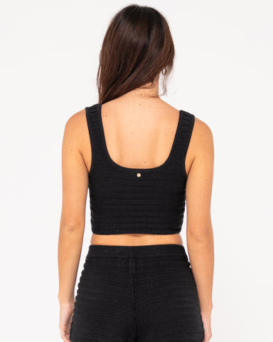 Woman wearing Elba Knit Crop Top in Black