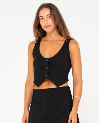 Woman wearing Sicily Vest in Black