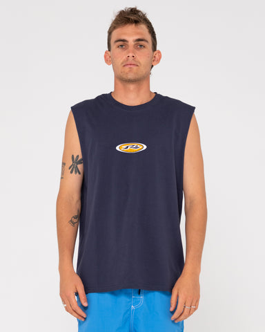 Man wearing Irie Eye Muscle in Navy Blue