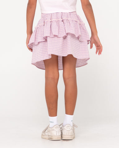 Girl wearing Checked Out Mini Skirt Girls in Soft Orchid