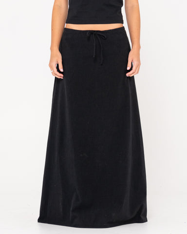 Woman wearing Sophie Maxi Skirt in Black