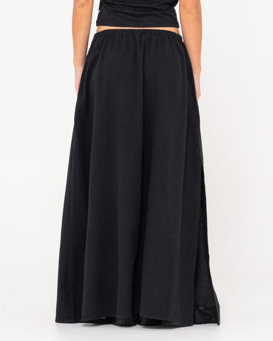 Woman wearing Sophie Maxi Skirt in Black