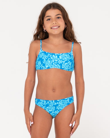 Girl wearing Cabo Bikini Set Girls in Aquarius Blue