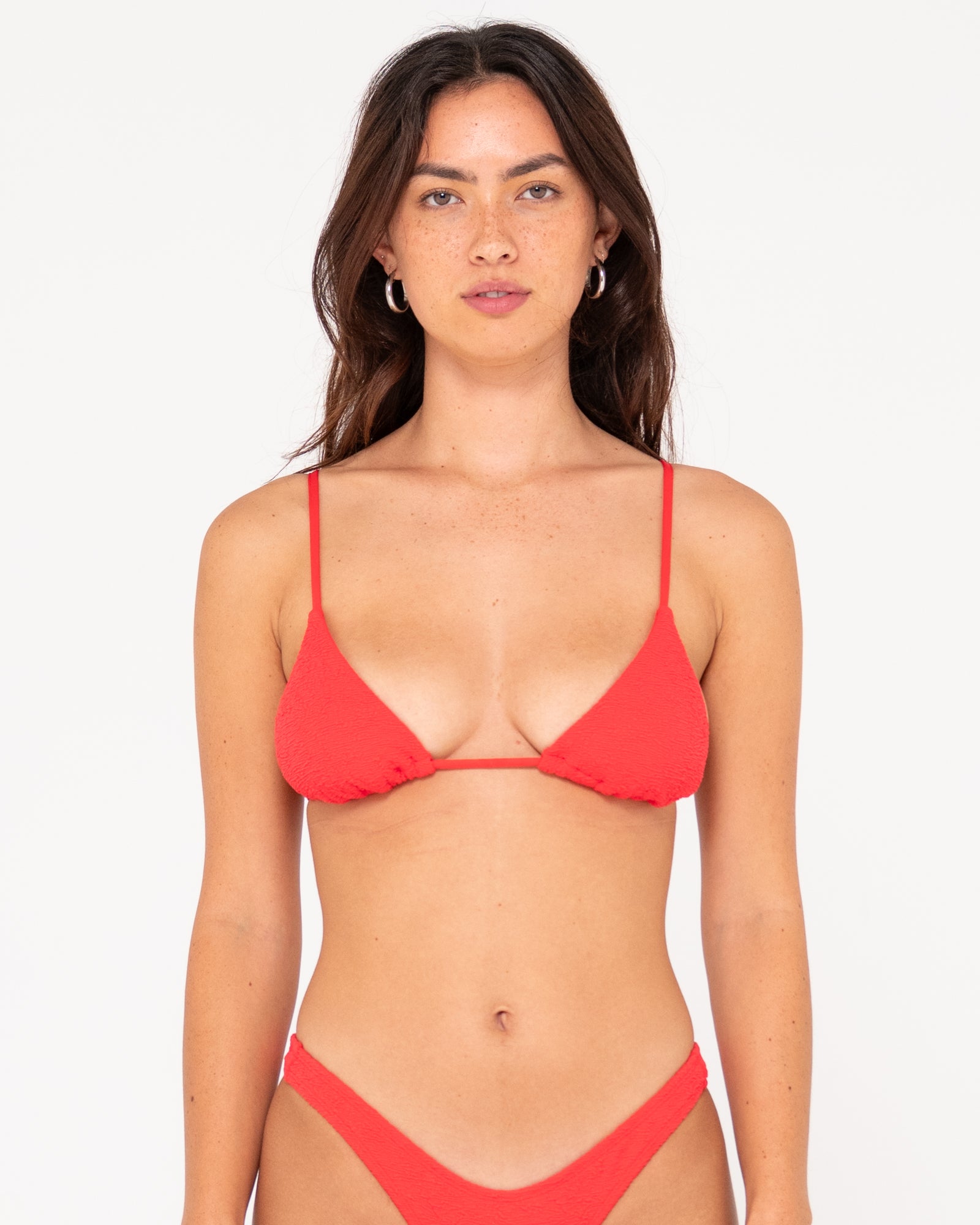 Sandalwood Slick Triangle Bikini Top Fiesta Red Rusty Australia