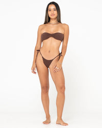 Lucky Rib Towelling Brazilian Side Ties Bikini Bottom