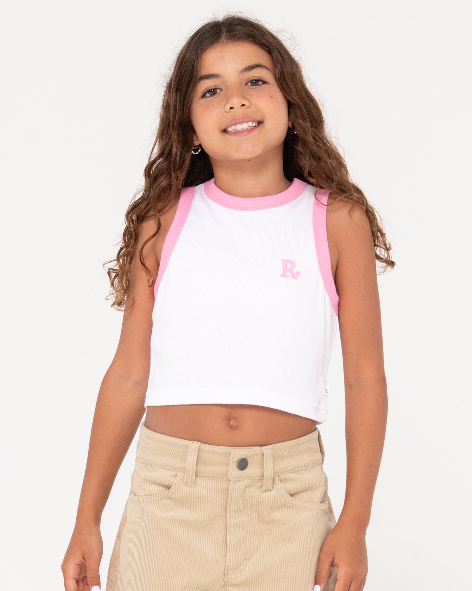 Rusty Line Racer Tank Girls White Rusty Australia