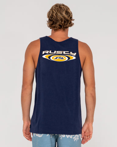 Man wearing Irie Eye Tank in Navy Blue