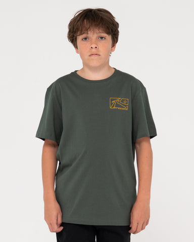 Boy wearing Boxed Out Short Sleeve Tee Boys in Shadow Army