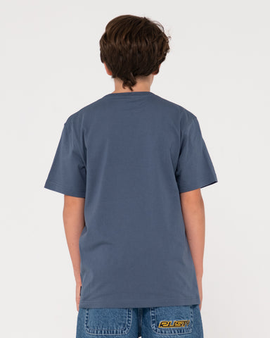 Boy wearing V8 Short Sleeve Tee Boys in China Blue