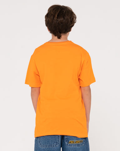 Boy wearing V8 Short Sleeve Tee Boys in Orange