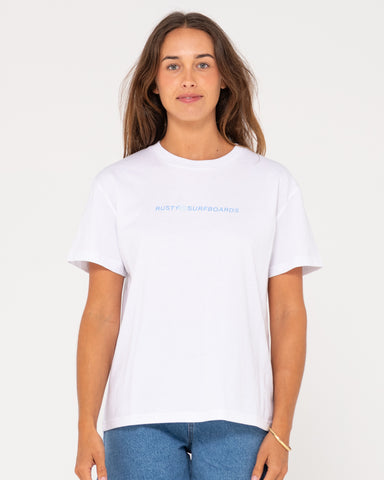 Woman wearing Jill Standard Fit Tee in White