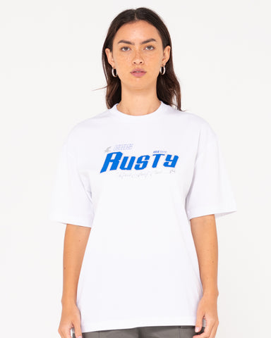 Woman wearing Girls Surf Oversize Short Sleeve Tee in White