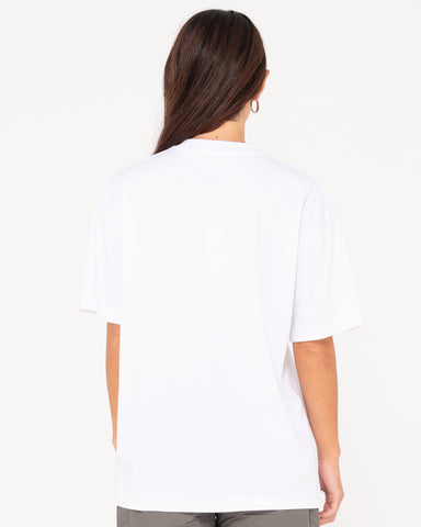 Woman wearing Girls Surf Oversize Short Sleeve Tee in White