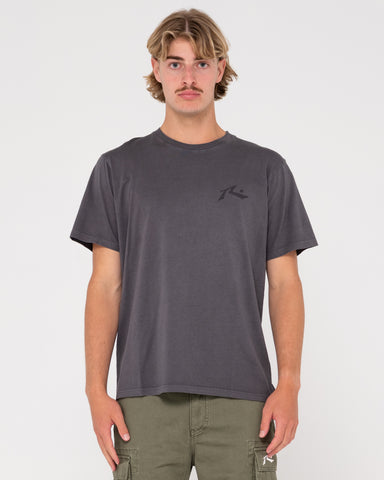 Man wearing Comp Wash Short Sleeve Tee in Coal