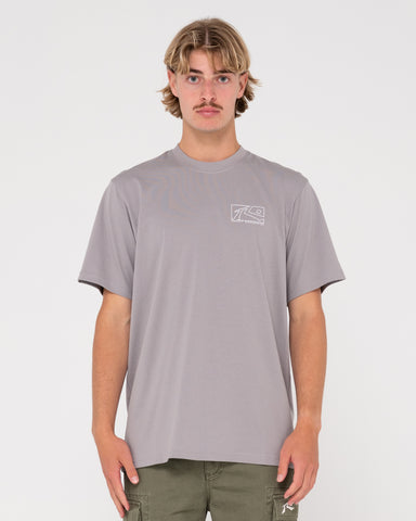 Man wearing Boxed Out Short Sleeve Tee in Frost Grey