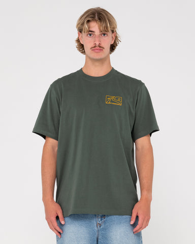 Man wearing Boxed Out Short Sleeve Tee in Shadow Army