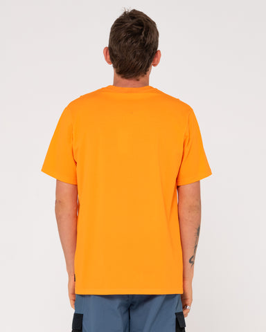 Man wearing V8 Short Sleeve Tee in Orange