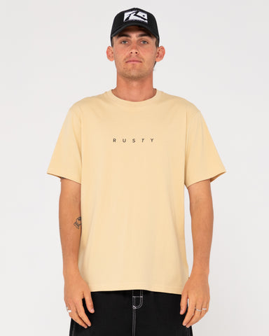 Man wearing Short Cut 2 Short Sleeve Tee in Light Khaki