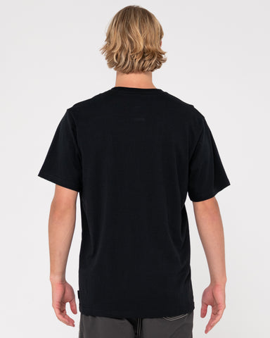 Man wearing Boxed Out Centre Front Short Sleeve Tee in Black