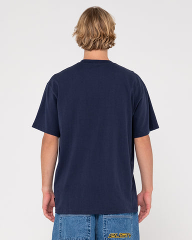 Man wearing Coach Carter Heavy Short Sleeve Tee in Navy Blue