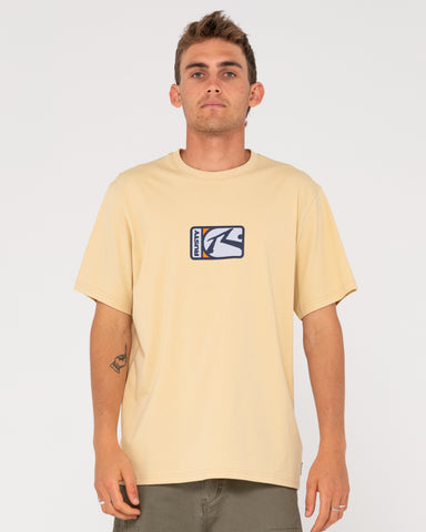 Man wearing Nanotech Short Sleeve Tee in Light Khaki