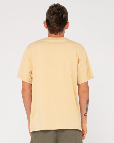 Man wearing Nanotech Short Sleeve Tee in Light Khaki