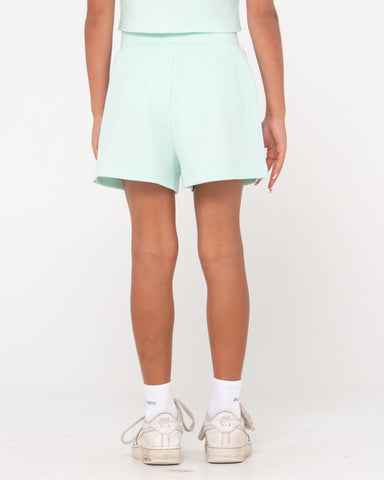 Girl wearing Scarlett Short Girls in Vibrant Turquoise